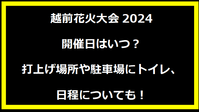 越前花火大会2024いつ？打上げ場所や駐車場にトイレ、日程についても！