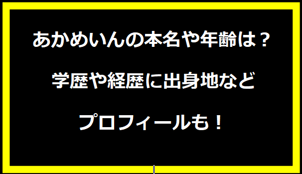 あかめいんの本名や年齢は？学歴や経歴に出身地などプロフィールも！