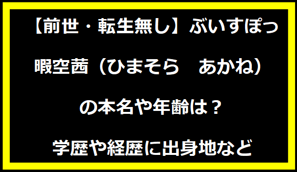 【前世・転生無し】ぶいすぽっ・暇空茜（ひまそら　あかね）の本名や年齢は？学歴や経歴に出身地などプロフィールも