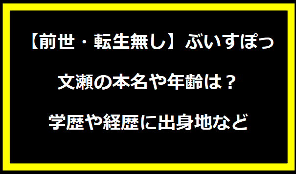 【前世・転生無し】ぶいすぽっ・文瀬の本名や年齢は？学歴や経歴に出身地などプロフィールも！