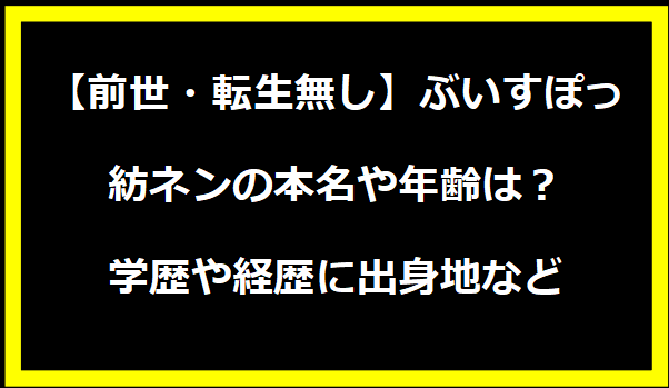 【前世・転生無し】ぶいすぽっ・紡ネンの本名や年齢は？学歴や経歴に出身地などプロフィールも！