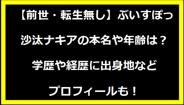 【前世・転生無し】ぶいすぽっ・沙汰ナキアの本名や年齢は？学歴や経歴に出身地などプロフィールも！