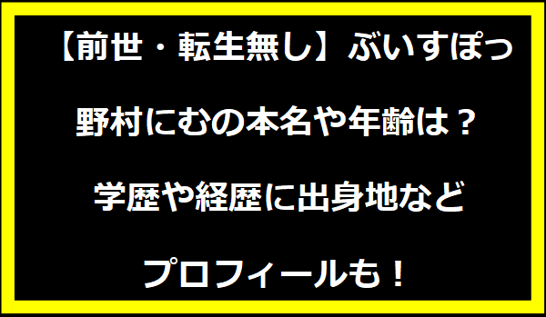 【前世・転生無し】ぶいすぽっ・野村にむの本名や年齢は？学歴や経歴に出身地などプロフィールも！