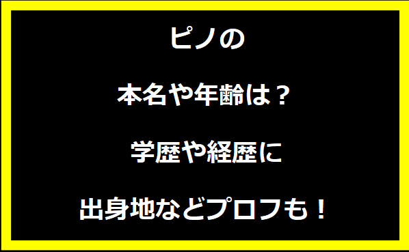 ピノの本名や年齢は？学歴や経歴に出身地などプロフィールも！