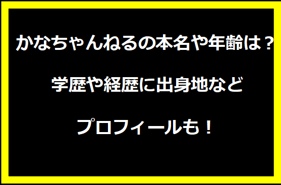 かなちゃんねるの本名や年齢は？学歴や経歴に出身地などプロフィールも！