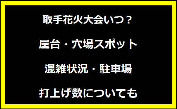 取手花火大会2024いつ？屋台・穴場スポット・混雑状況・駐車場・打上げ数についても