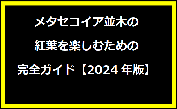 メタセコイア並木の紅葉を楽しむための完全ガイド【2024年版】