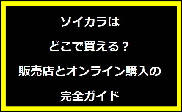 ソイカラはどこで買える？販売店とオンライン購入の完全ガイド