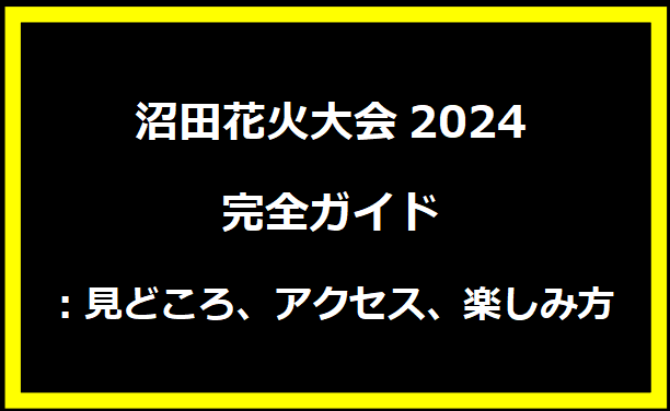 沼田花火大会2024完全ガイド：見どころ、アクセス、楽しみ方