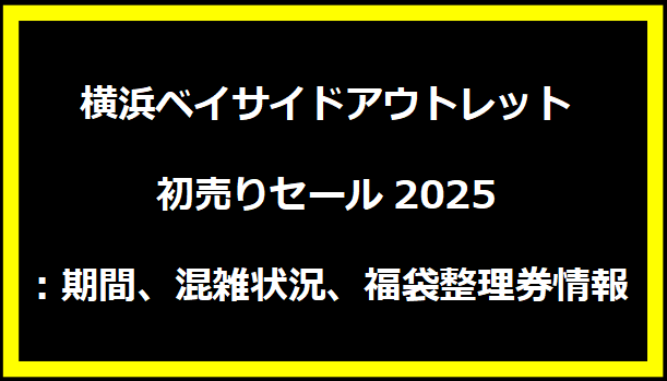 横浜ベイサイドアウトレット初売りセール2025：期間、混雑状況、福袋整理券情報