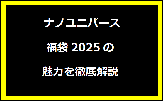 ナノユニバース福袋2025の魅力を徹底解説