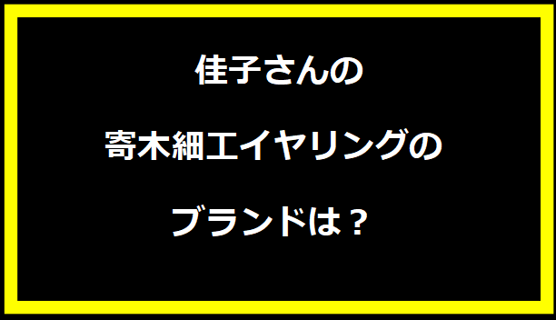  佳子さんの寄木細工イヤリングのブランドは？