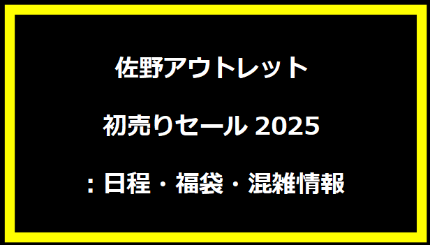 佐野アウトレット初売りセール2025：日程・福袋・混雑情報