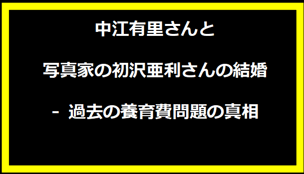 中江有里さんと写真家の初沢亜利さんの結婚 - 過去の養育費問題の真相