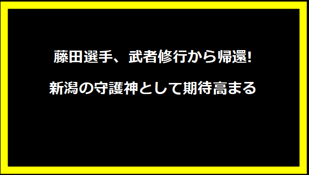 藤田選手、武者修行から帰還! 新潟の守護神として期待高まる