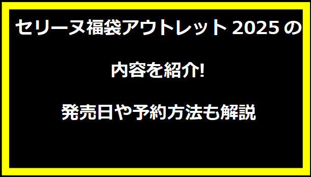 セリーヌ福袋アウトレット2025の内容を紹介!発売日や予約方法も解説