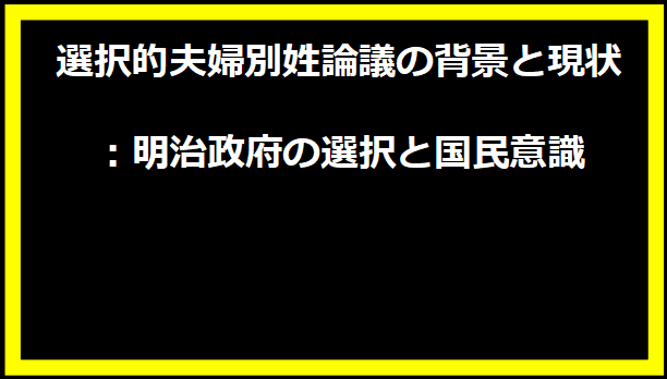 選択的夫婦別姓論議の背景と現状：明治政府の選択と国民意識