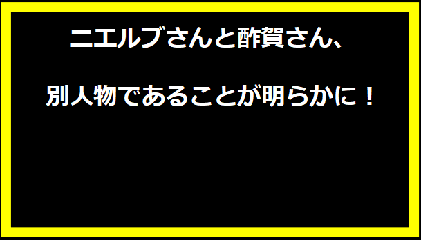 ニエルブさんと酢賀さん、別人物であることが明らかに！