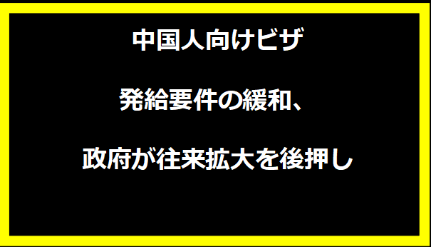 中国人向けビザ発給要件の緩和、政府が往来拡大を後押し