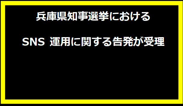 兵庫県知事選挙における SNS 運用に関する告発が受理