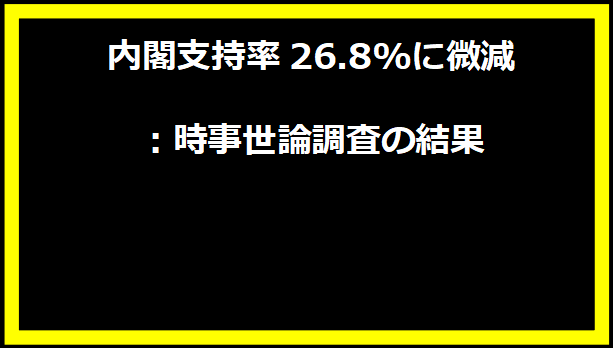 内閣支持率26.8%に微減：時事世論調査の結果