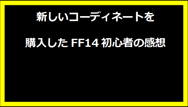 新しいコーディネートを購入したFF14初心者の感想