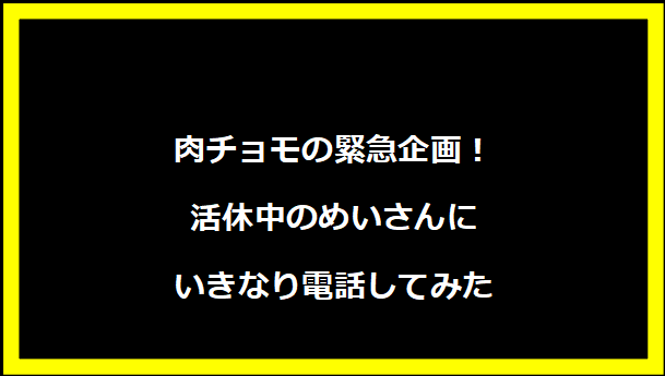 肉チョモの緊急企画！活休中のめいさんにいきなり電話してみた