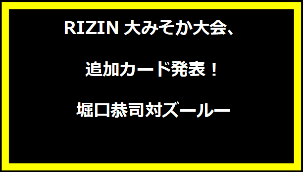 RIZIN大みそか大会、追加カード発表！堀口恭司対ズールー