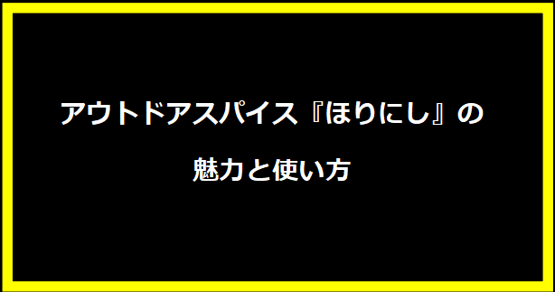 アウトドアスパイス『ほりにし』の魅力と使い方