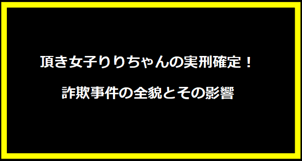 頂き女子りりちゃんの実刑確定！詐欺事件の全貌とその影響