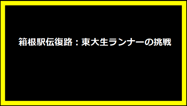 箱根駅伝復路：東大生ランナーの挑戦