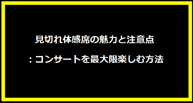 見切れ体感席の魅力と注意点：コンサートを最大限楽しむ方法