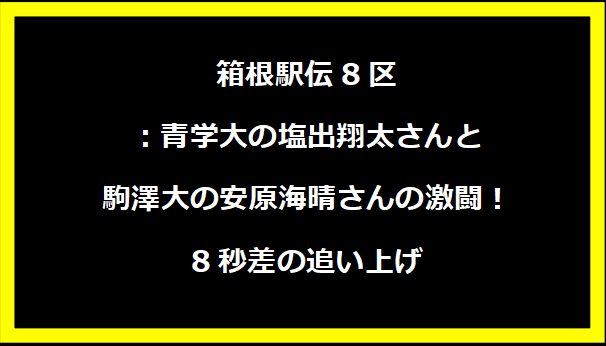 箱根駅伝8区：青学大の塩出翔太さんと駒澤大の安原海晴さんの激闘！8秒差の追い上げ