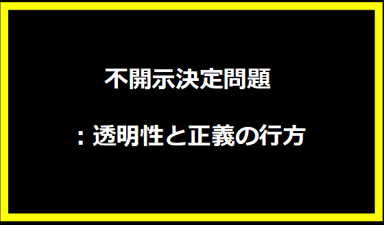 不開示決定問題：透明性と正義の行方