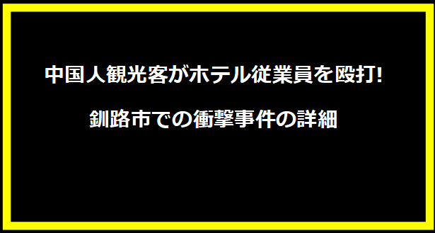 中国人観光客がホテル従業員を殴打!釧路市での衝撃事件の詳細