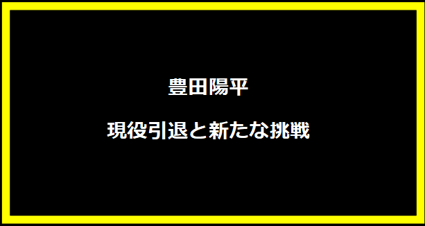 豊田陽平、現役引退と新たな挑戦