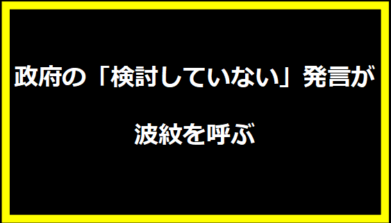 政府の「検討していない」発言が波紋を呼ぶ