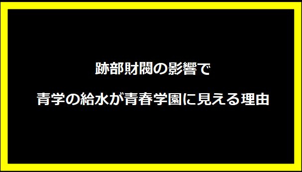 跡部財閥の影響で青学の給水が青春学園に見える理由