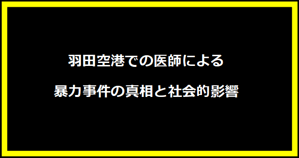 羽田空港での医師による暴力事件の真相と社会的影響