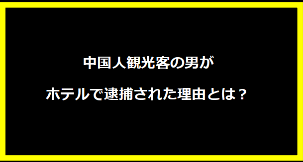 中国人観光客の男がホテルで逮捕された理由とは？