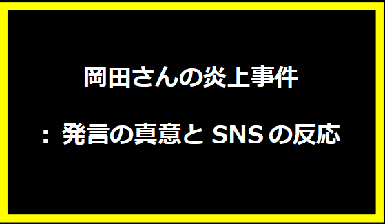 岡田さんの炎上事件: 発言の真意とSNSの反応