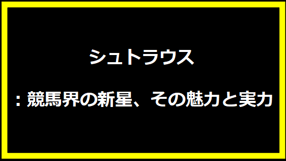 シュトラウス：競馬界の新星、その魅力と実力