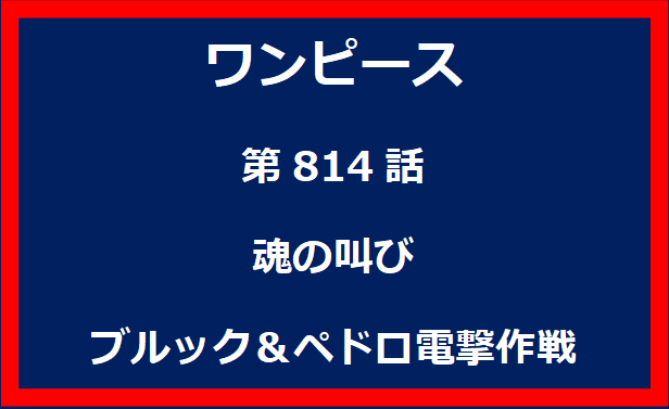 814話：魂の叫び　ブルック＆ペドロ電撃作戦