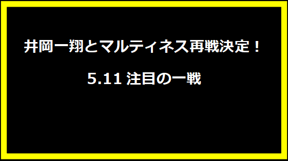 井岡一翔とマルティネス再戦決定！5.11注目の一戦