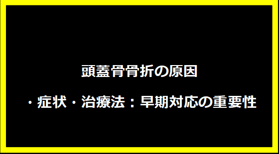 頭蓋骨骨折の原因・症状・治療法：早期対応の重要性
