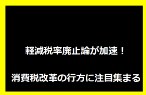 軽減税率廃止論が加速！消費税改革の行方に注目集まる