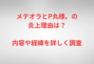 メテオラとP丸様。の炎上理由は？内容や経緯を詳しく調査