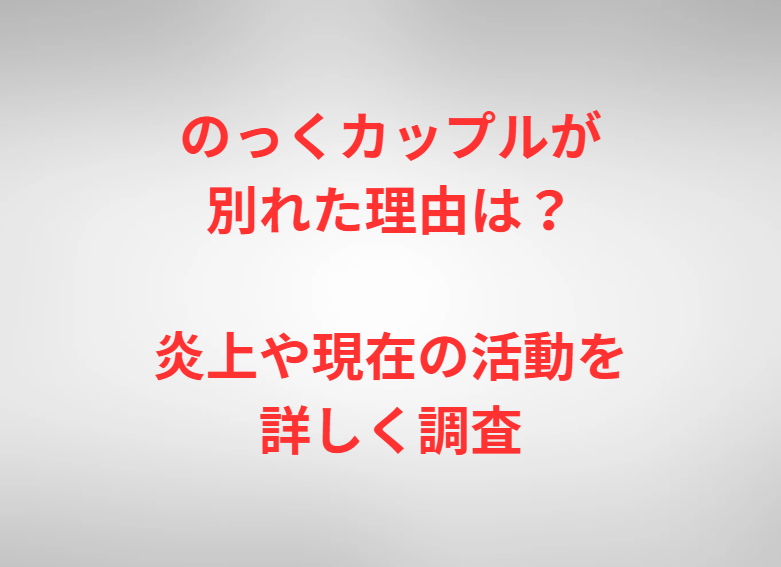 のっくカップルが別れた理由は？炎上や現在の活動を詳しく調査
