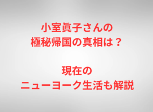 小室眞子さんの極秘帰国の真相は？現在のニューヨーク生活も解説