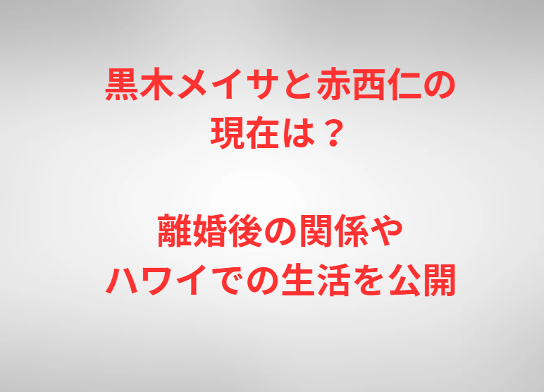 黒木メイサと赤西仁の現在は？離婚後の関係やハワイでの生活を公開